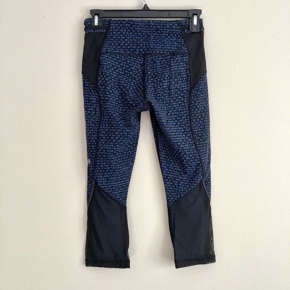 Lululemon Free Runner Crop Womens 4 Shatter Weave Desert Teal Alberta Lake Black - Picture 7 of 12